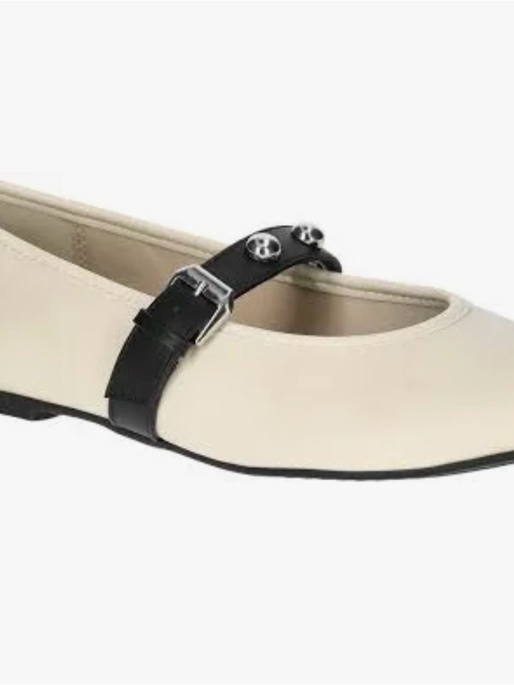 No Boundaries Cream Mary Jane Flats with Black Strap